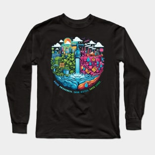 Raise Awareness, Save Water, Save Lives. Long Sleeve T-Shirt